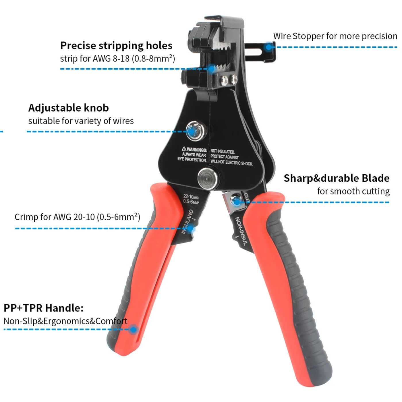 Description Picture 3 of itemMultifunctional Wire Stripper Pliers Tools Automatic Stripping Cutter Cable Wire Crimping Electrician for 8-18AWG