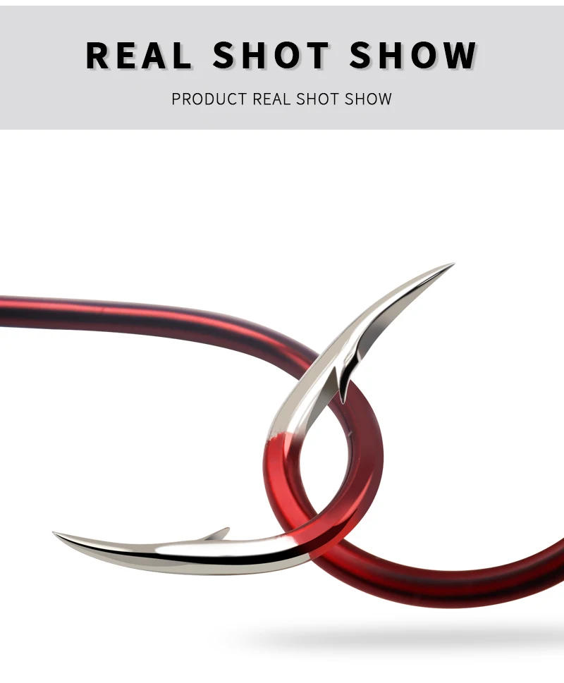 Description Picture 5 of itemZYZ 8-35Pcs/Bag Red Fishing Hooks 16 Sizes Sharp Triangular Offset Hook Tip Barbed CHINU Hook Circle Fishing Hooks Tackle