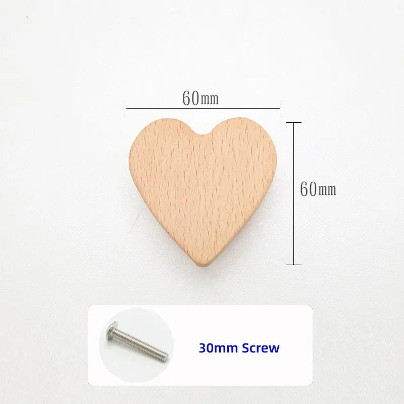 Description Picture 6 of itemBeautiful Wooden Heart Shape Handles for Wardrobes and Cabinets Children Room Cupboards Door Pulls Decoration Furniture Hardware