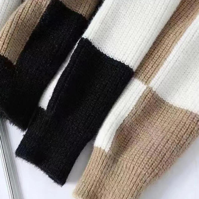 Description Picture 5 of itemMen Autumn Winter Sweaters Retro Patchwork Color Knitted Pullovers O-neck Long Sleeve Warm Knitting Tops High Elastic Knitwear