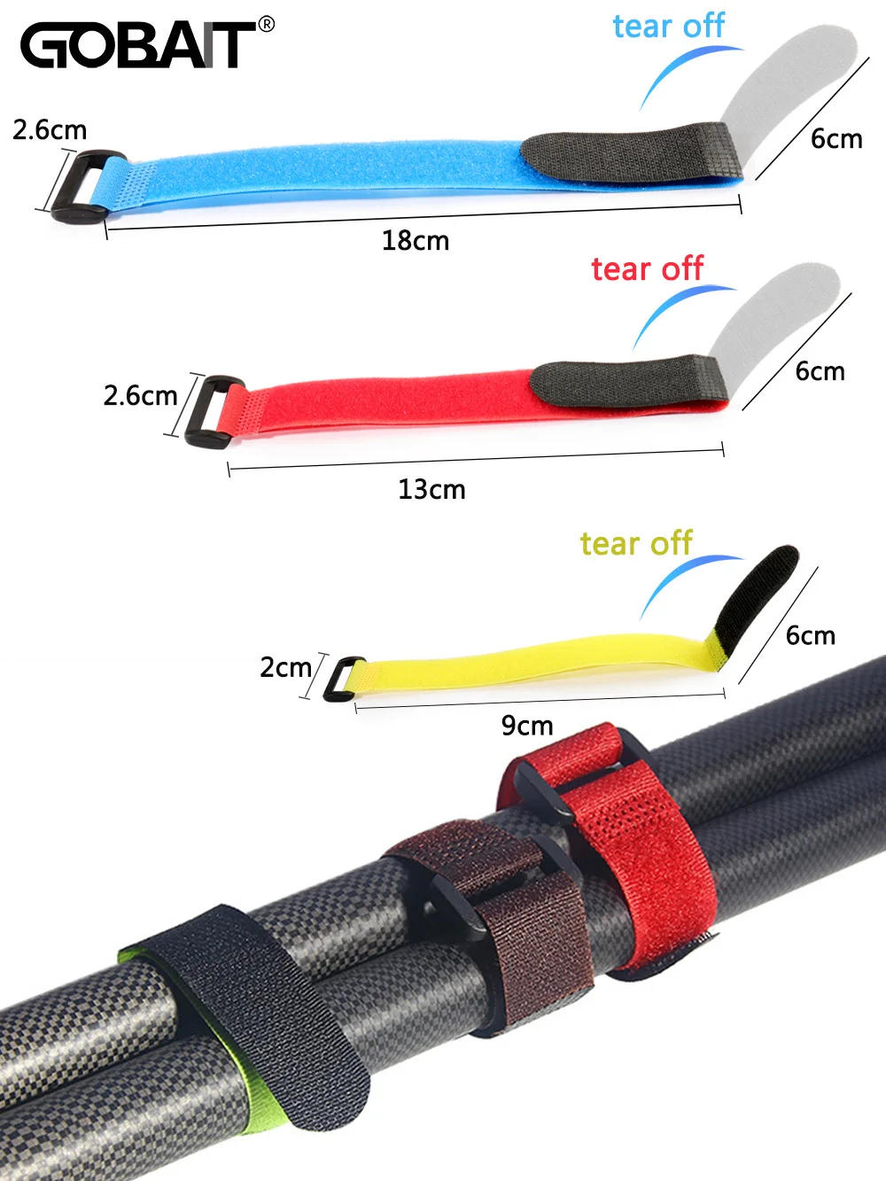 Description Picture 2 of itemFishing Rod Tie Holder Adjustable Cord Strap Reusable Cable Suspender Fastener Hook Loop Belt Tools Magic Tape Bandage Wrap Band