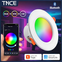 TNCE Bluetooth Downlight, 10/15W LED Spots Light, Dimmable RGB Color Ceiling Lamp, Warm Cool Bulb, Smart Life APP Remote Control