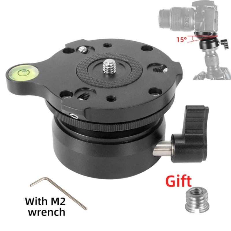 Description Picture 5 of itemUniversal Level Horizontal Adjustment Mount Panoramic Head Tripods DSLR Camera Table Base 15 Degree 3/8 1/4 Inch Screw Drop Ship