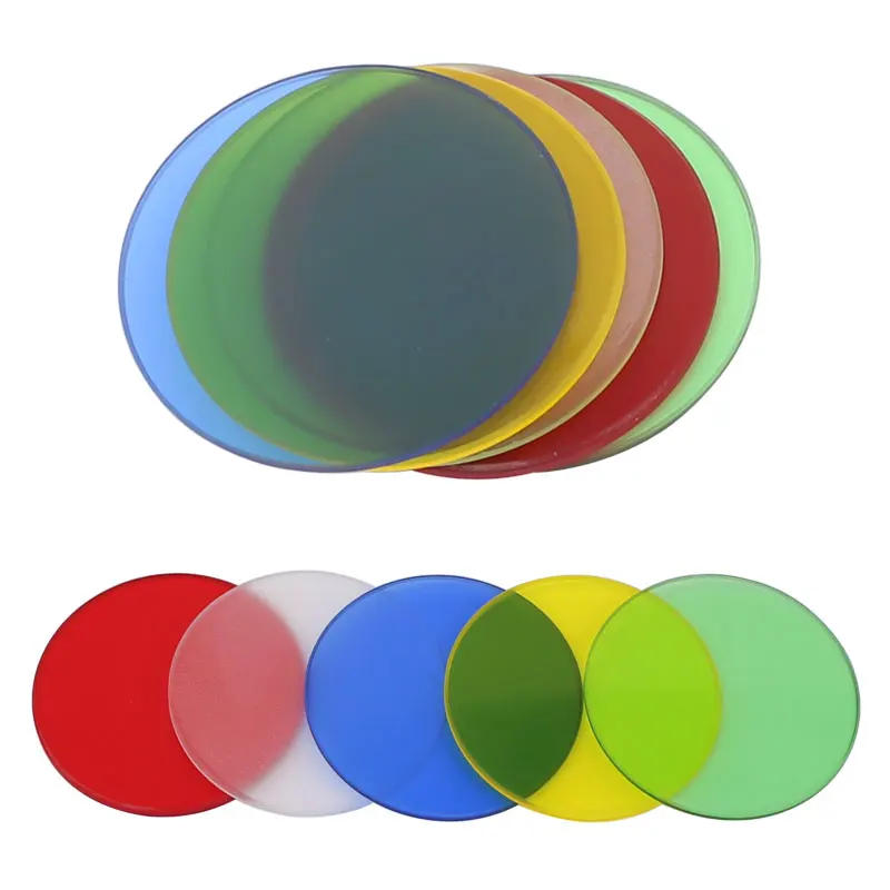 Description Picture 6 of item5 Pieces Microscope Filters 32 35 42 45mm Diameter Biological Microscope Accessories Green Blue Yellow White Red Optical Glass