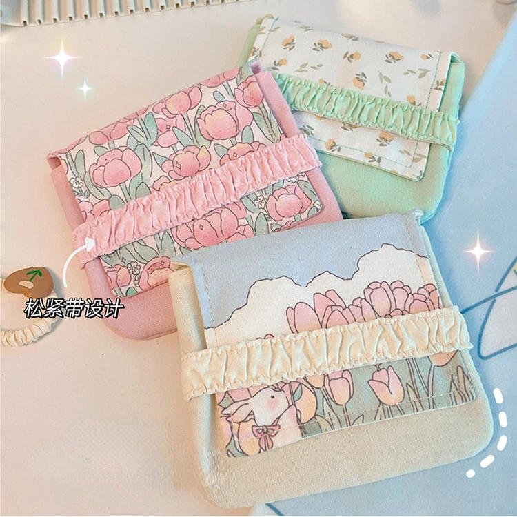 Description Picture 5 of itemLovely Sanitary Napkin Storage Bag Portable Cosmetic Storage Bag Flower Pattern Purse Pouch Case Travel Storage Organization