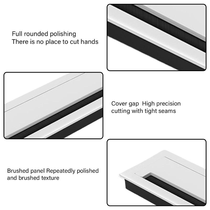 Description Picture 6 of itemThickening Desk Cable Management Grommets With Brush Homes Office Cord Organizes Inserts Rectangle Cable Hole Covers