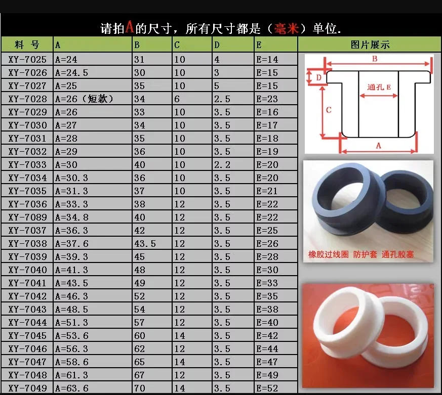 Description Picture 3 of itemProtect Bushes O-rings Sealed Gasket Round Hollow Silicone Rubber Grommets Hole Plug Wire Cable Grommet Gasket Hole 3-40mm
