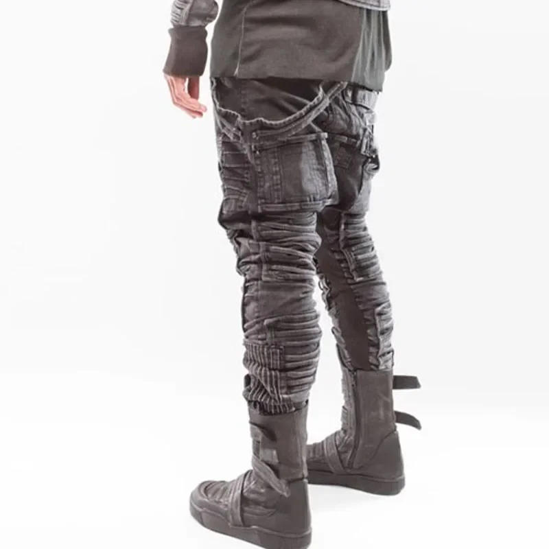 Description Picture 6 of itemMen Asymmetric Heavy Industry Deconstructed Straight Pants Dark Grey Distressed Casual Harem Pant Casual Trousers for Men