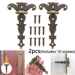 2pcs Retro Bronze Hinge Zinc Alloy Butt Cabinets Hinges Antique Wooden Box Decorative Hinge Furniture Hardware