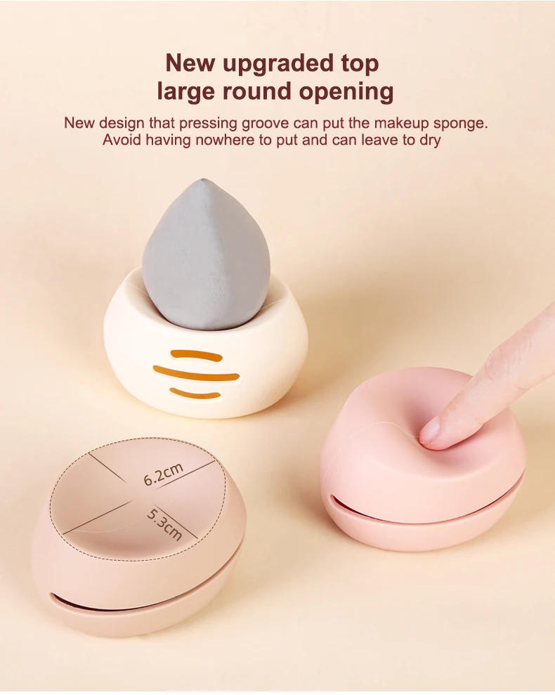 Description Picture 4 of item1Pcs Makeup Sponge Holder Eco-Friendly Silicone Multi-hole Beauty Egg Storage Case Travel Protable Cosmetic Puff Holder Box