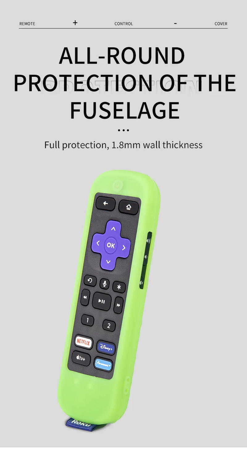 Description Picture 4 of itemTCL Roku TV Steam Wand 3600R Remote Control Protective Case, Silicone Cover Shockproof Remote Control Skin, Anti-Slip Universal