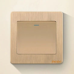New Gold Wall Switches 1Way Button Home Accessories Wall Light Switch Panel Durable with LED Lamp On / Off Push Buttons