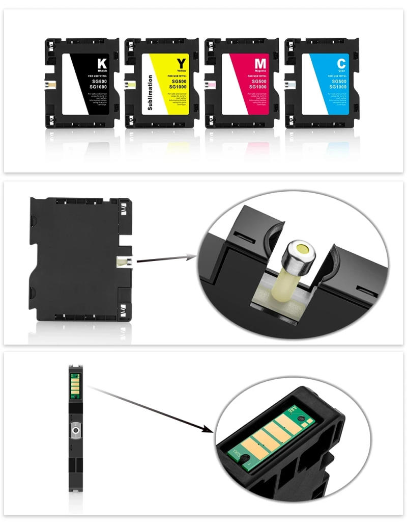 Description Picture 3 of item1 Set For SAWGRASS SG500 SG1000 No Serial Number Compatible Ink Cartridge With Chip Sublimation Ink