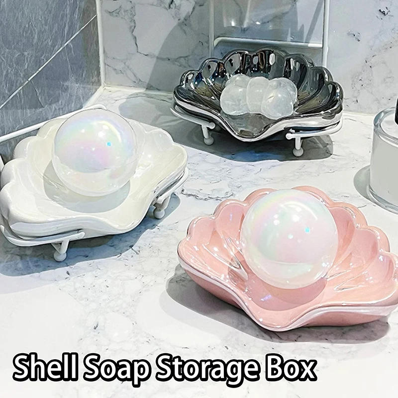 Description Picture 2 of itemPersonalized Creativity Bathroom Soap Dishes Plastic Shell Soap Box Toilet Shelf Soap Box Household Washbasin Soaps Drain Rack