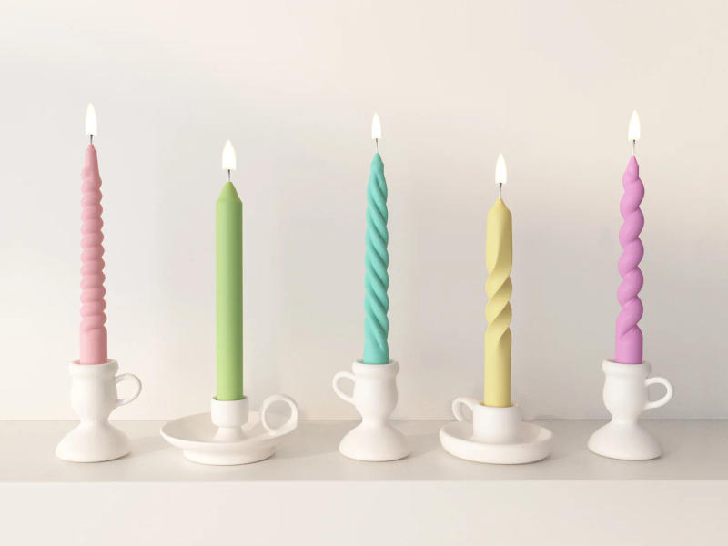 Description Picture 6 of itemMulti Style Screw Long Stemmed Candle Strip Making Set Twist Rotate Resin Soap Silicone Mold Geometry Pole Birthday Party Decor