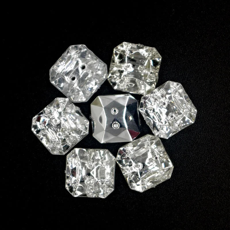 Description Picture 2 of item50PCs Acrylic Sewing Buttons Scrapbooking Square Shape 2 Holes Costura Botones Decorate bottoni botoes 11mm JS3004