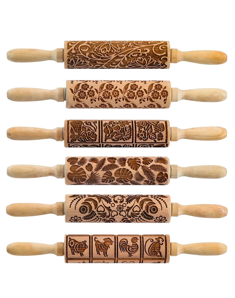 Description Picture 2 of itemPottery Art Wood Texture Roll Relief Tree Stone Flower Pattern Embossed Rod Mud Rolling Pin DIY Ceramic Pottery Tools Mud Roll