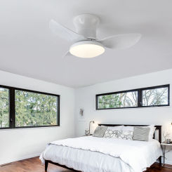 25inch Smart Bedroom LED Ceiling Fans Lights with Remote Control 6 Speeds Wind 3 Blades Dimmable Indoor Ceiling Fan Black White