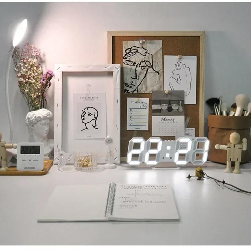 Description Picture 2 of itemInterior Table Clock Watches Wall Table Decoration & Accessories Digital Desk Clock Decor Living Room Bedroom Led Alarm Home