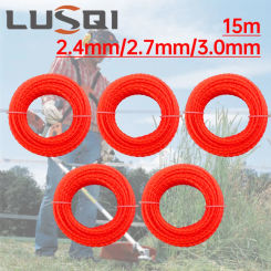 LUSQI 5pcs 15M Trimmer Line For Grass 2.4mm/2.7mm/3mm Nylon Spiral Brush Cutter Rope Lawn Mower Garden Back Yard