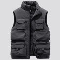 2024 Men's Vest Coat Winter Sleeveless Jacket Waistcoat Thick Warm Fleece Workwear Tops Cargo Vest Windbreaker Fashion Big Size