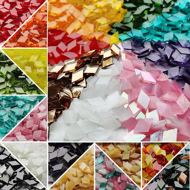 Description Picture 6 of item50g Clear Glass Mosaic Tiles Multi Color Mosaic Piece DIY Mosaic Making Stones for Craft Hobby Arts Home Wall Decoration arte