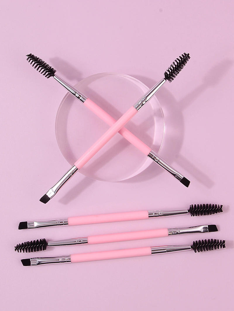 Description Picture 3 of item5PCS multi-functional pink double-headed mascara brush, eyebrow brush, beginner's eye makeup tool mascara curl makeup brush