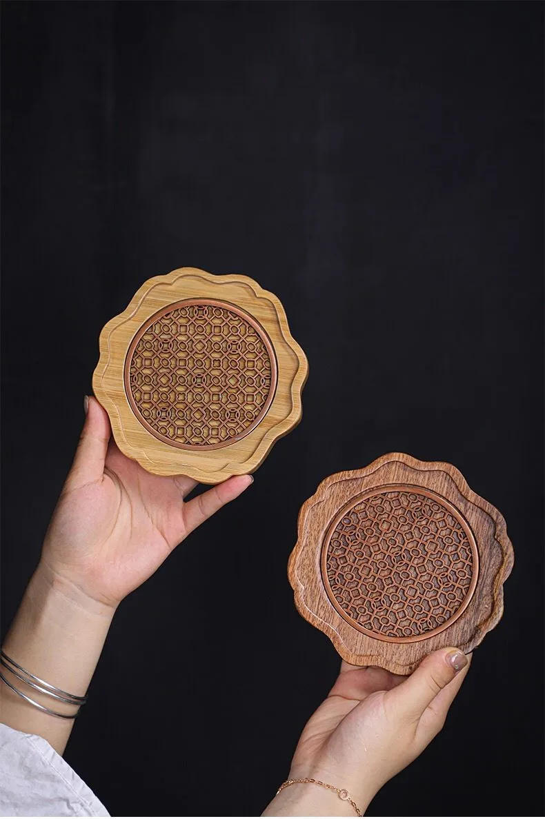 Description Picture 5 of itemTraditional Walnut Tea Tray Teapot Teacup Solid Wood Tray Mat Office Coffee Cup Trays Home Tea Ceremony Accessories