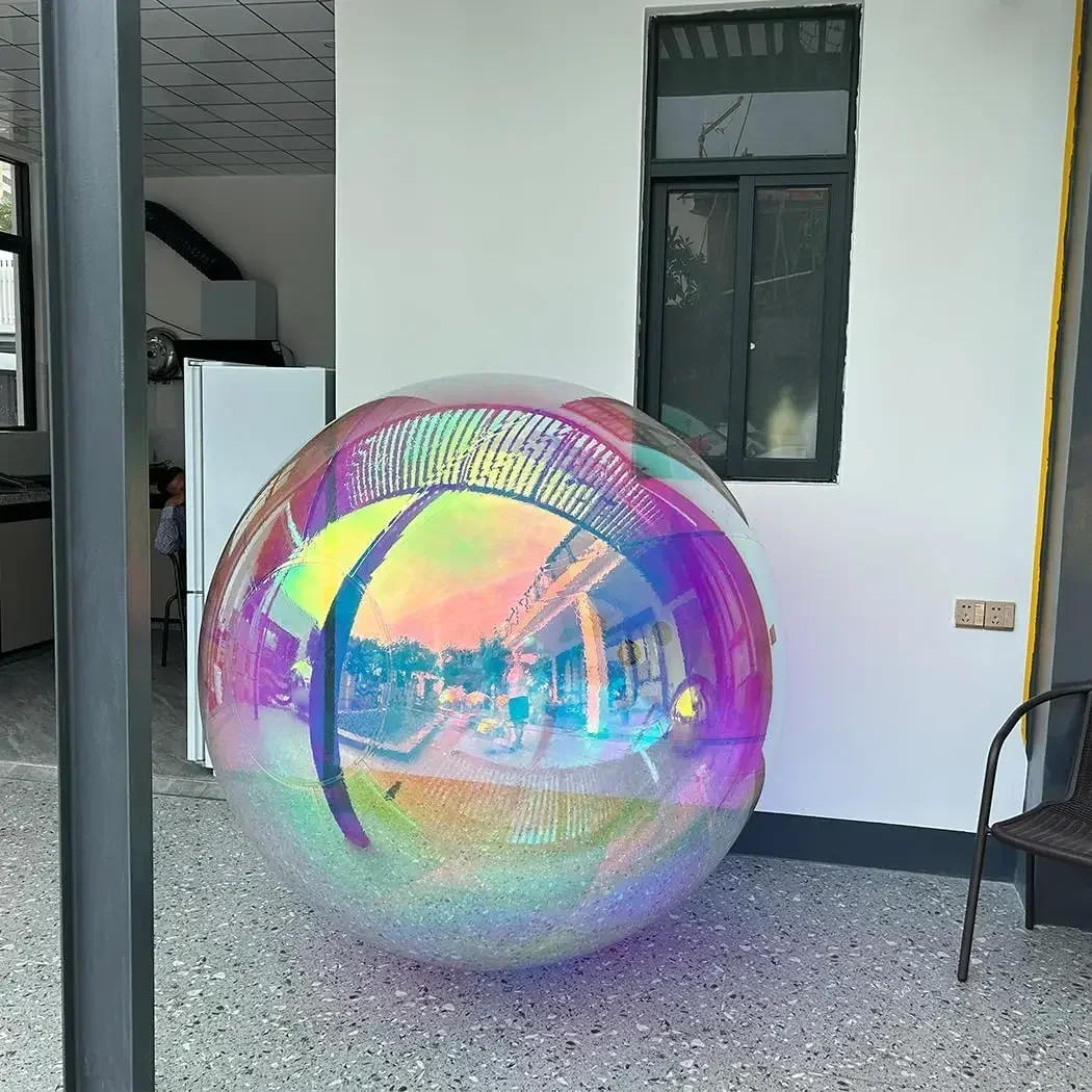 Description Picture 4 of itemIridescent Inflatable Mirror Ball Big Shiny Balls Airtight Giant  Balloon Large PVC Sealed Sphere For Wedding Decoration