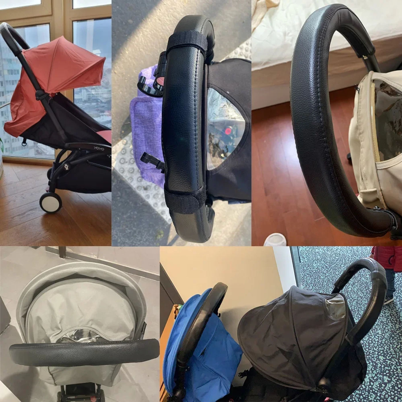Description Picture 5 of item1pcs/2pcs Pram Armrest Handle Covers PU Leather Zipper Universal Protective Case Baby Stroller Accessories Armrests Cover