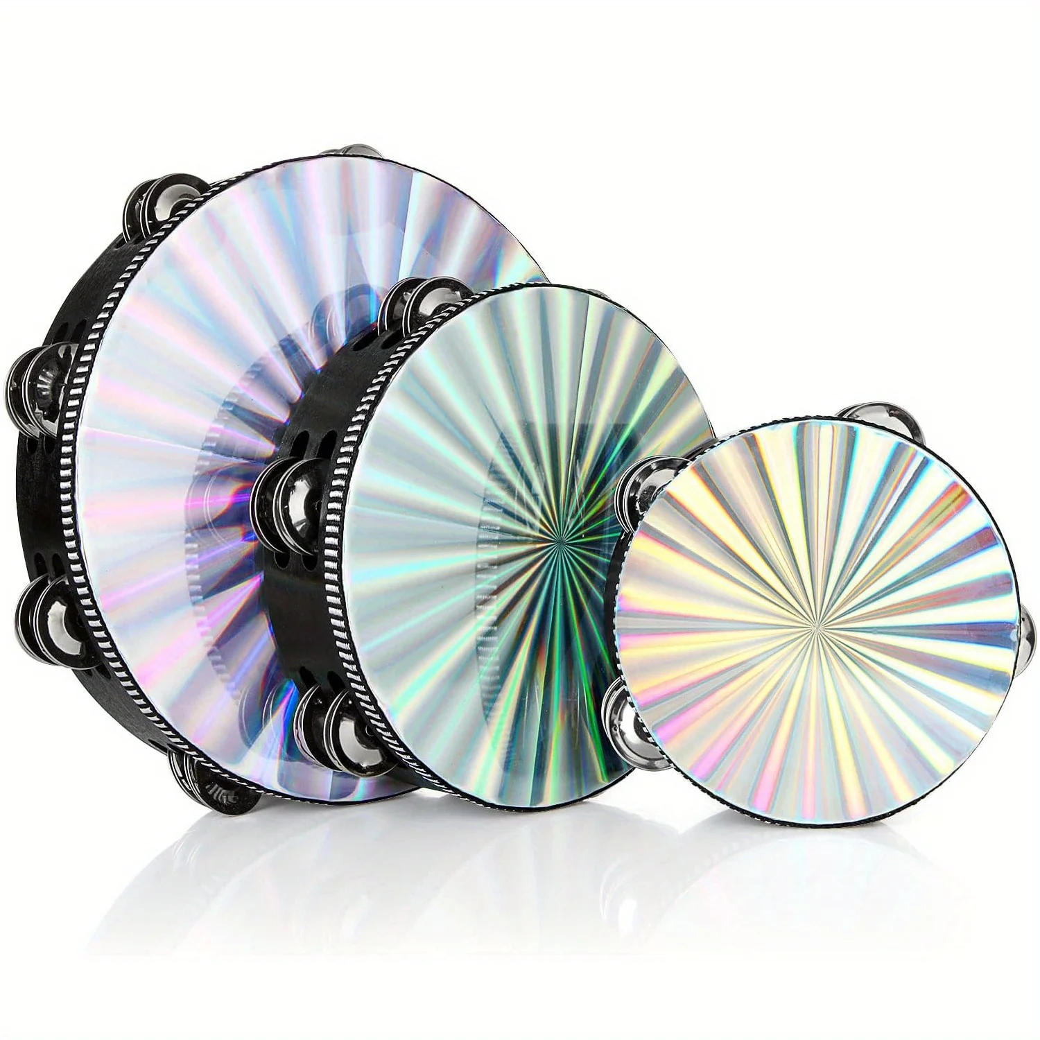 Description Picture 2 of item1Pc Radiant Tambourine 6/8/10 inch Tambourine Musical Educational Instrument Rhythm Percussion Tambourine  (Double Row)