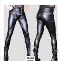 Summer new men's PU leather pants Korean version tight-fitting motorcycle pants Personalized fashion men's hip-hop pants