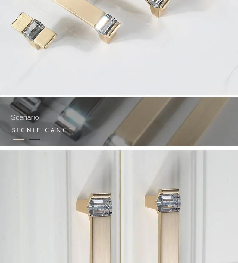 Description Picture 3 of itemModern Kitchen Cabinet Handles Crystal+Zinc Alloy Shoebox Closet Door Pulls Drawer Knobs Wardrobe Pullers Furniture Hardware
