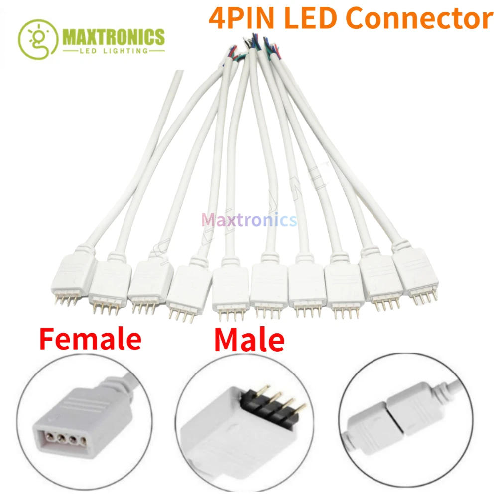 Description Picture 2 of item10Pcs 4Pin Male / Female LED Connector Cable Wire RGB LED Strip Lighting White Connector wire for 5050 3528 RGB LED Strip Lights
