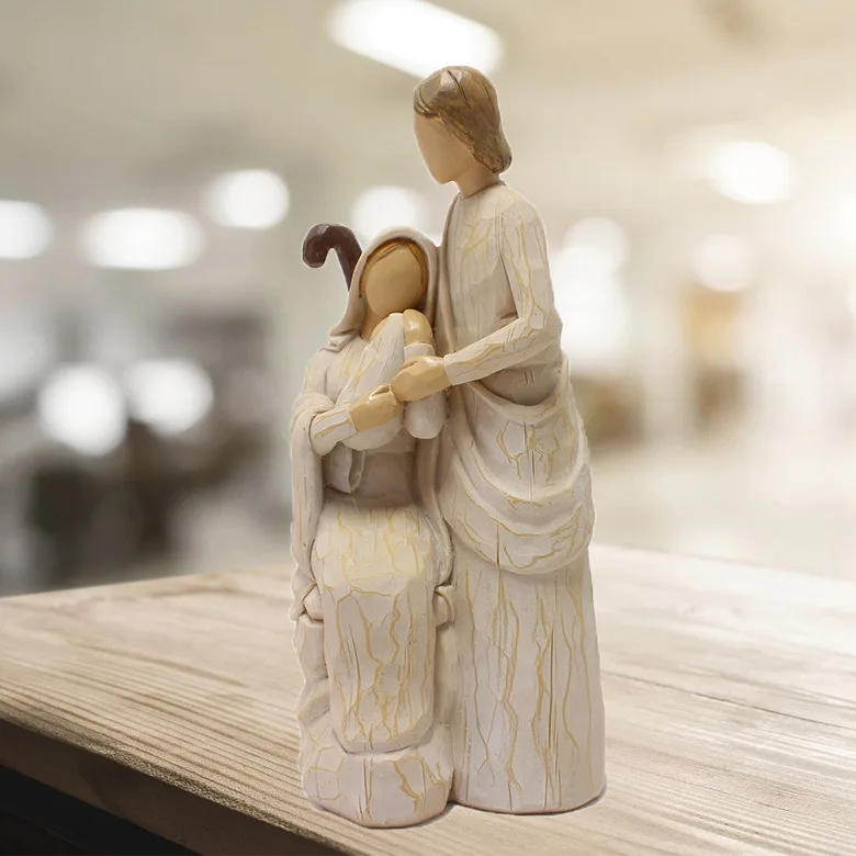 Description Picture 4 of itemResin Nativity Statue Holy Family Jesus Our Lady of Mary Figurine Catholic Birth of Christ Manger Group Christmas Decoration
