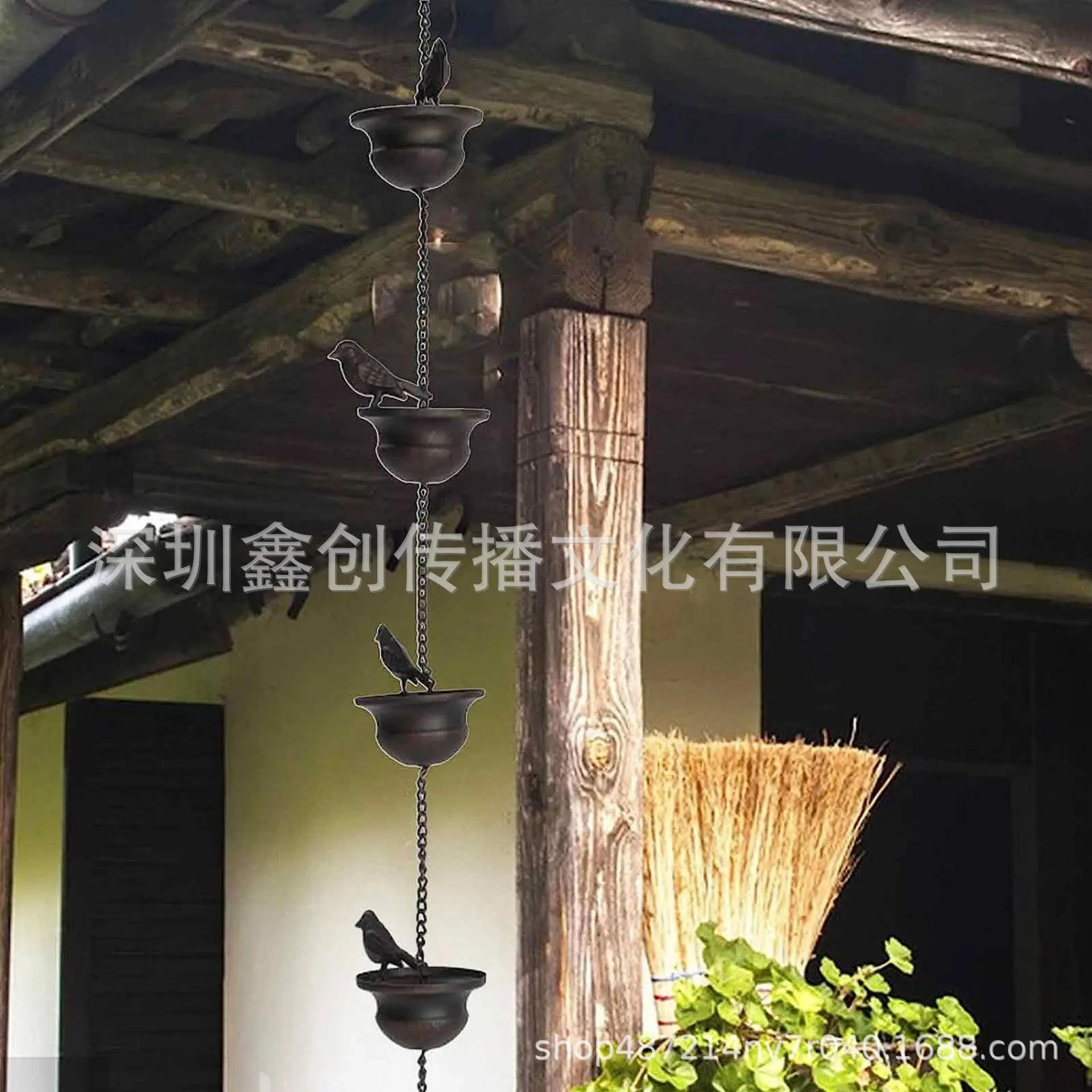Description Picture 2 of itemCreative Birds On Cups Metal Rain Chain Rain Catcher For Gutter Roof Decoration Metal Drainage Rain Chain Downspout Tool