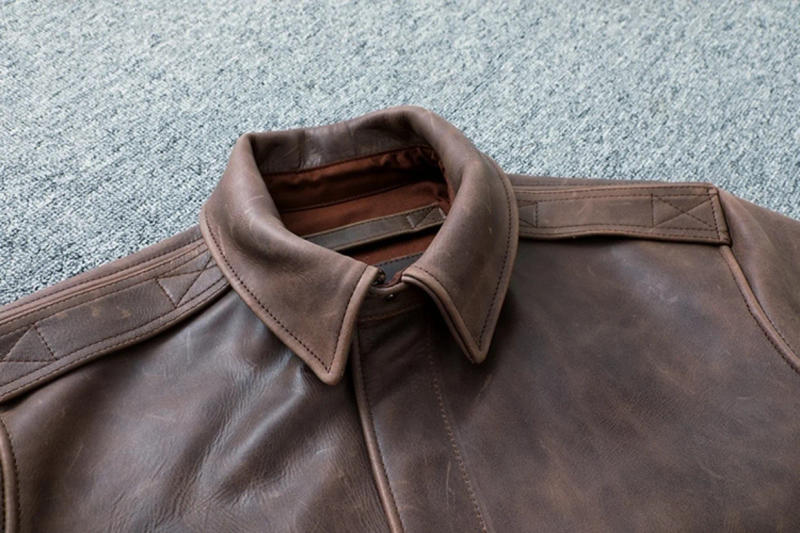Description Picture 6 of itemBrown Autumn Men's Vintage A2 Jacket Plus Size 4XL Military Style Natural Thick Cowhide Aviation Genuine Leather Coats