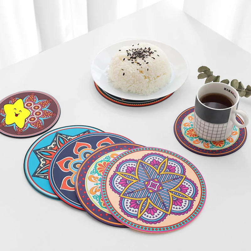 Description Picture 2 of itemSilicone Hot Pot Pads 6.9 Inch Round Hot Trivets for Dining Table Hotpads Art Mats Heat Resistant Pot Holders