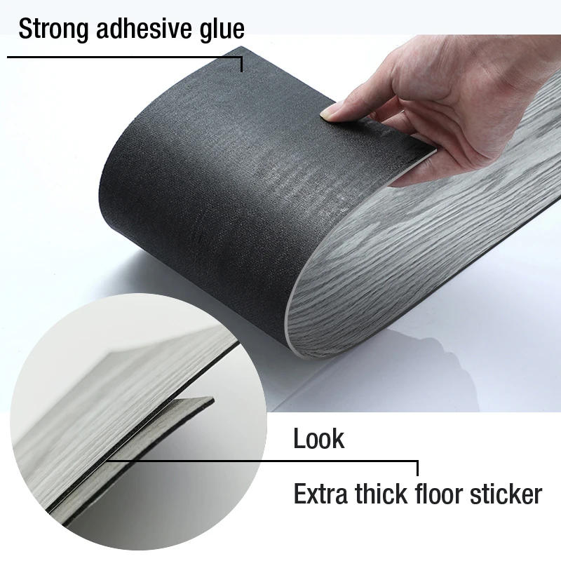 Description Picture 3 of item10pc Self-adhesive Wood Grain Floor Wall Sticker Modern Style PVC Living Room Toilet Kitchen Home Floor Decor Waterproof Sticker