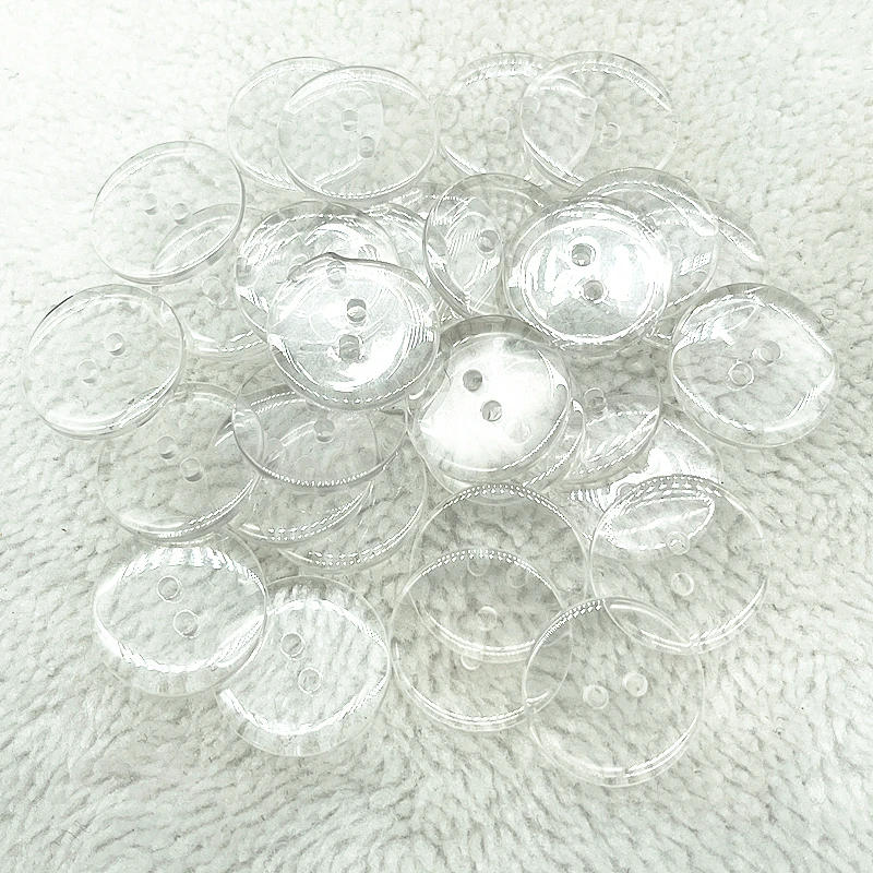 Description Picture 3 of item9mm---34mm Two Holes Transparent White Small Buttons Bread Round Resin Sewing Buttons Diy Clothing Accessories