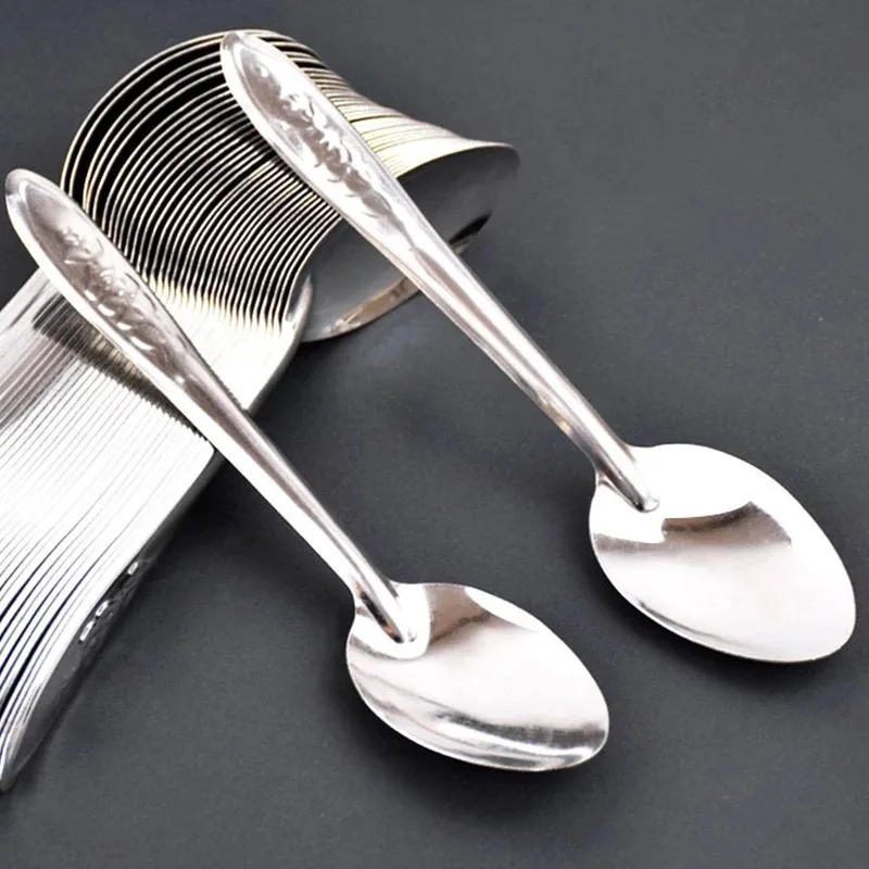 Description Picture 5 of item20/5pcs Stainless Steel Spoon Silver Teaspoon for Milk Coffee Ice Cream Dessert Scoops Kitchen Soup Spoons Tableware Utensils