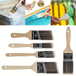 5-Piece Professional Wood Paint Brush Set Wooden Painting Flat Angled Brush DIY Decorative Tool For Wall Furniture Painting