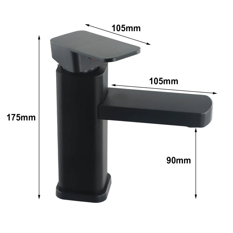 Description Picture 2 of itemBathroom Faucet Hot&Cold Mixer Tap Deck Mounted Bathroom Basin Faucets Black Shower Room Counter Basin Square Base Faucet