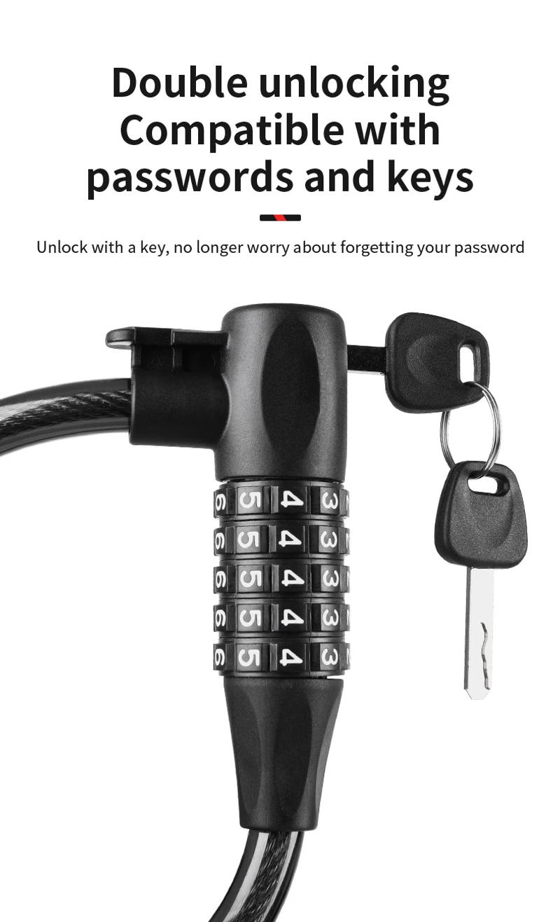 Description Picture 5 of item5-Digit Resettable Combination Bicycle Lock Anti-Theft Scooter Security Steel Wire Cable Bike Lock