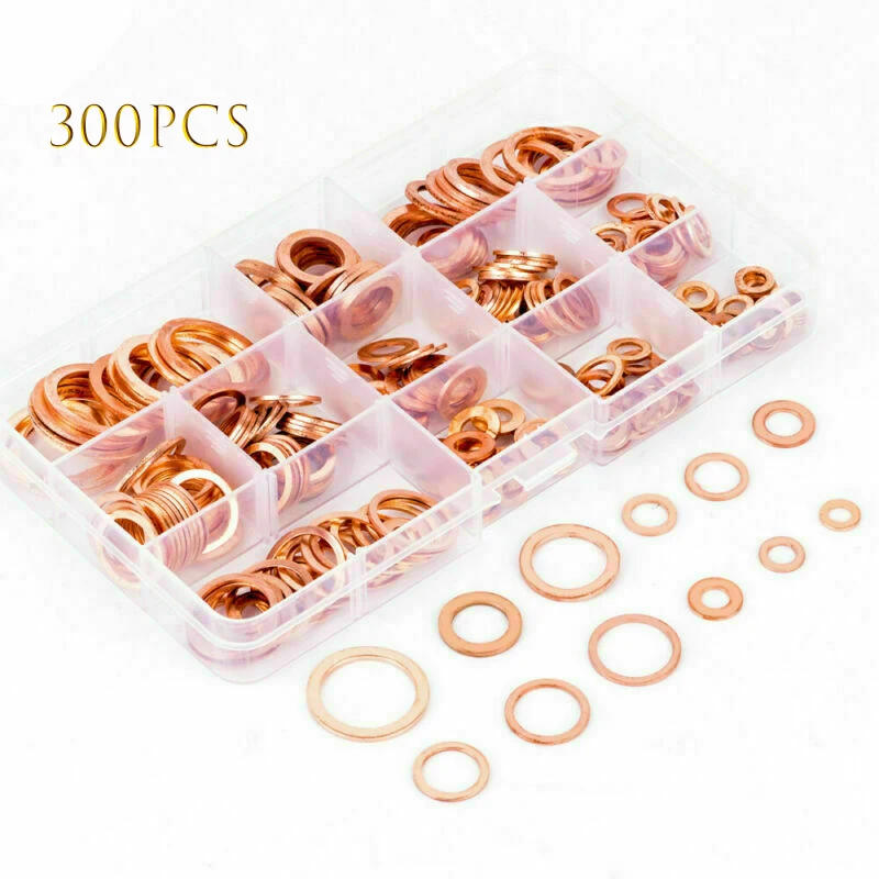 Description Picture 3 of item100/200/250/300/568pcs O Ring Copper Washer Gasket Set M4-M28 Flat Ring Sealing Solid Washer Sump Plug Oil Gasket Car Drain Seal