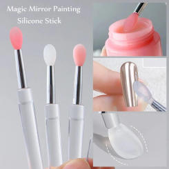 Soft Silicone Applicator Sticks Nail Powder Applying Manicure Brush Tools For Uv Gel Polish Reusable Lip Brush With Cover