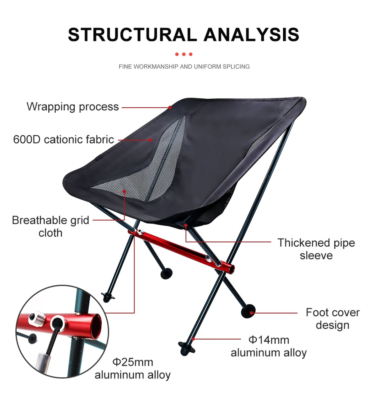 Description Picture 4 of itemPACOONE Outdoor Portable Camping Chair Oxford Cloth Folding Lengthen Seat for Fishing BBQ Picnic Beach Ultralight Chairs New