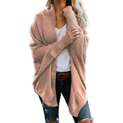 17 Women Knitted Sweater Autumn Winter Turn-Down Neck Cardigans Knitwear Batwing Sleeves Long Loose Streetwear Brazil Knits Coat