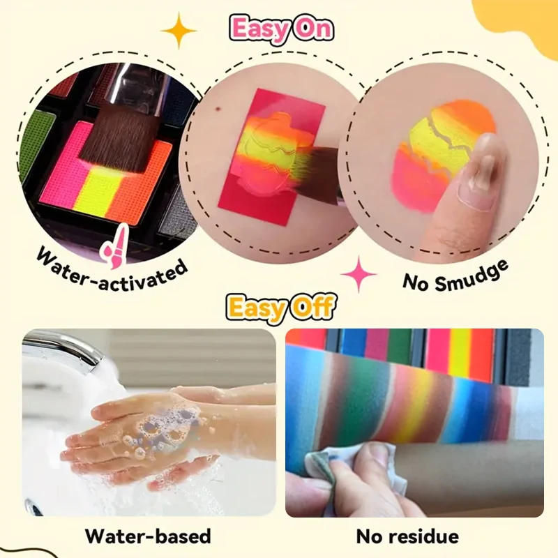 Description Picture 6 of item10 Colors Face Body Palette with Brushes and Palettes for Halloween,Christmas Body Painting,Easy to Clean, Effects Makeup Set