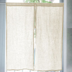 Japanese-Style Linen Curtains, Semi Sheer Drapes, Rod Pocket, Patio Sliding for Windows and Doorway Decoration, 80x90cm, TJ7381